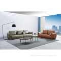 Shunde Luxury Modern Designs Wooden Frame Living Room Furniture Sets Stainless Steel Italian Leather Sofa Set